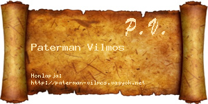 Paterman Vilmos névjegykártya